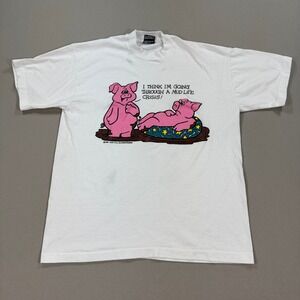 Vintage 1991 Mudlife Crisis Funny Graphic Tee Large Single‎ Stitch Made In USA